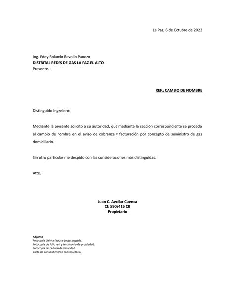 Carta Ypfb La Paz 6 De Octubre De 2022 Ing Eddy Rolando Revollo