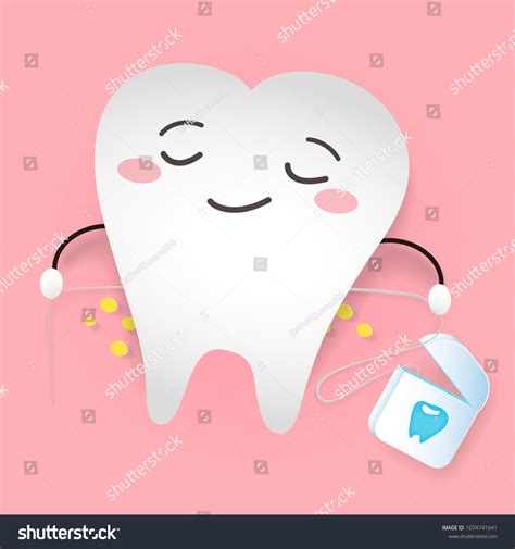 Tooth Dental Floss On Pink Background Stock Vector Royalty Free