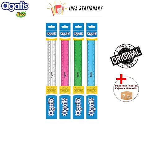 Jual Penggaris Ruler Mika Plastik Transparan Agatis Cm Warna Warni