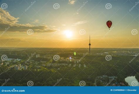 Landscape Aerial View From Hot Air Balloon Stock Photo Image Of Land High