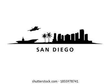 San Diego City Skyline Landscape Vector Stock Vector (Royalty Free ...