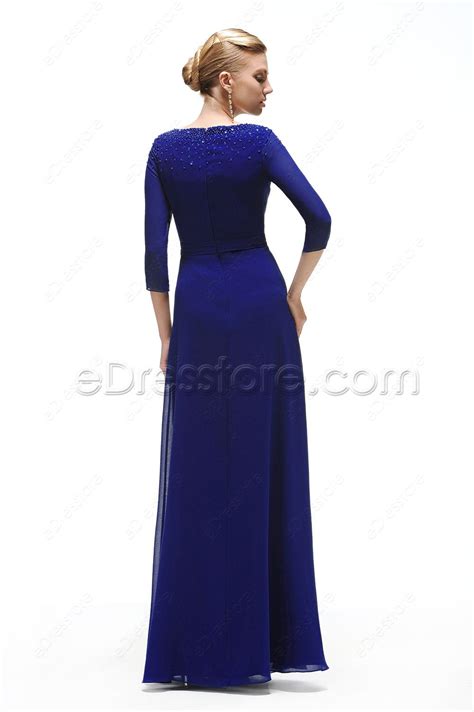 Modest Royal Blue Bridesmaid Dress With Sleeves Edresstore