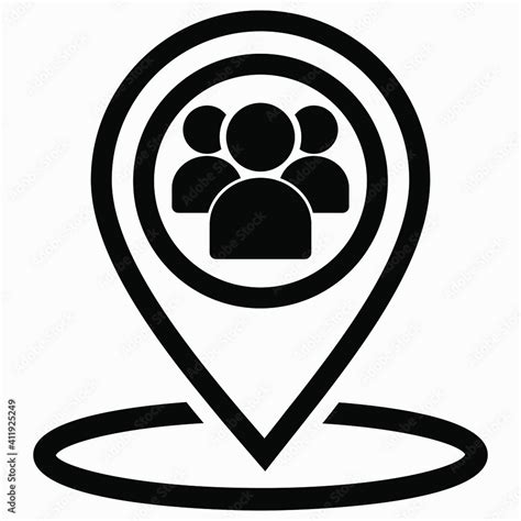 Group Of People Location Icon Gathering People Place On The Map Of