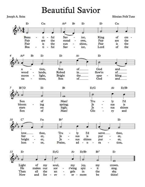 Free Sheet Music Free Lead Sheet Beautiful Savior A Silesian Folk