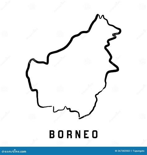 Borneo Island Simple Outline Vector Map 267302502