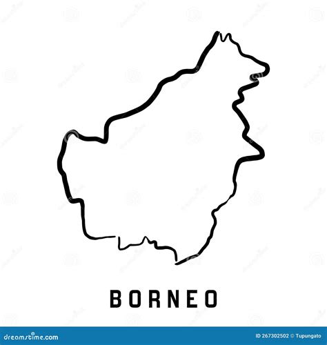 Borneo Island Simple Outline Vector Map Stock Vector Illustration Of