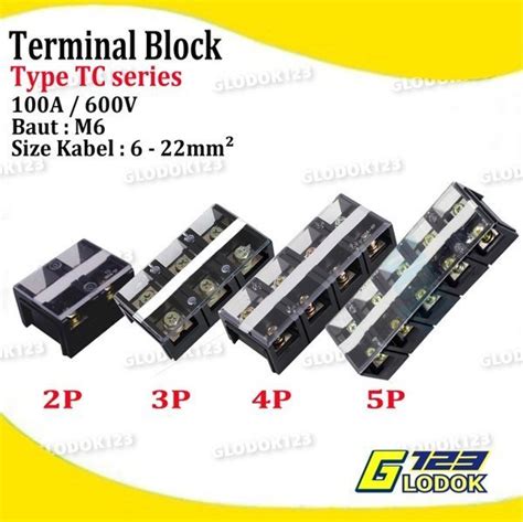 Jual Terminal Block Block Kaca 100A TC 1002 1003 1004 1005 2 3 4 5 Pole