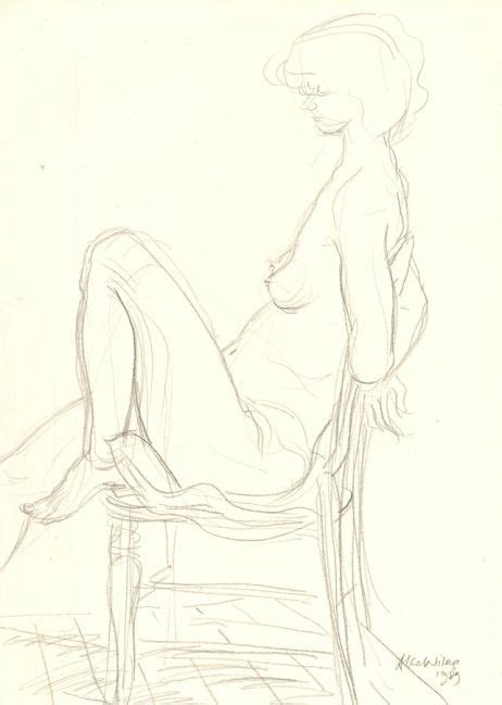 Alec Wiles Graphite Drawing Nude Chair