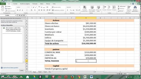 Estado de situación financiera Excel YouTube