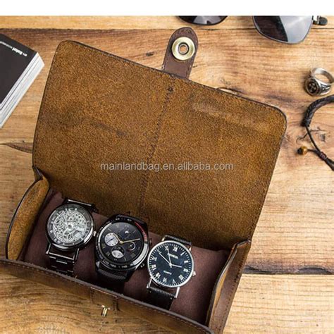 Genuine Leather Travel Roll Organizer Classic Bag Watch Leather