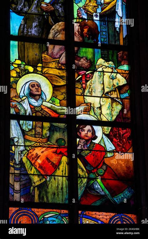 Stained Glass Window Alfons Mucha Hi Res Stock Photography And Images