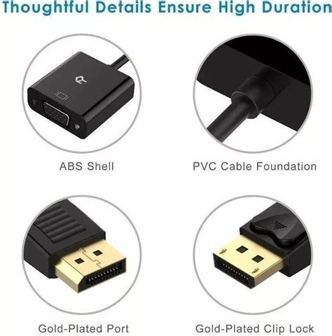 2337 DISPLAYPORT DP TO VGA ADAPTER GOLD PLATED CONVERTER FOR LAPTOP