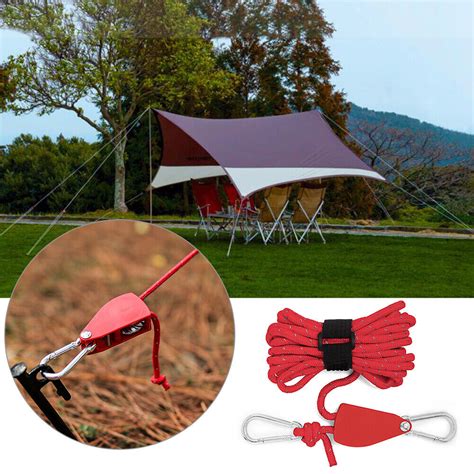 Hiking Tent Awning Wind Rope Adjustable Paracord Cord Pulley Tensioner