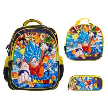 Kit Mochila Infantil Dragon Ball Costa Lancheira Estojo TOYS 2U