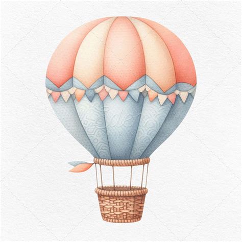 8 Watercolor Hot Air Balloons Clipart High Quality Illustrations Sublimation Designs AI