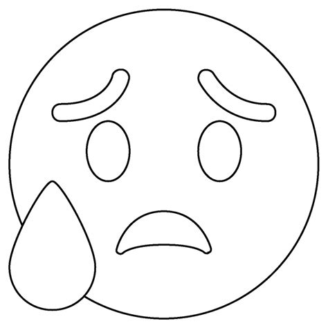 Sad But Relieved Face Emoji Coloring Page Colouringpages