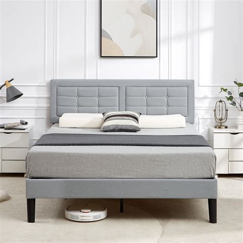 VECELO Queen Size Bed Frame Modern Platform Bed Frame With Adjustable