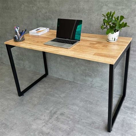 Bàn làm việc 120x60 cm chân sắt hệ Slean gỗ cao su HBSL030