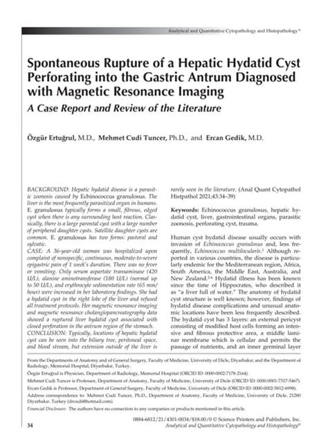 Spontaneous Rupture Of A Hepatic Hydatid Cyst Perforating Into The