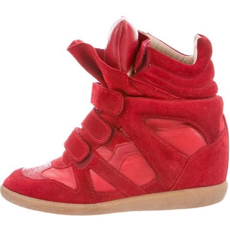 Isabel Marant Beckett Wedges Sneakers Red Leather Shoes Red Wedge