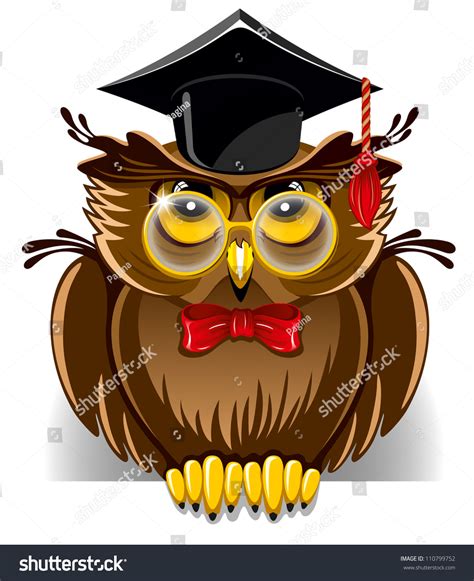 Cartoon Wise Owl Graduation Cap Stock Vector 110799752 Shutterstock