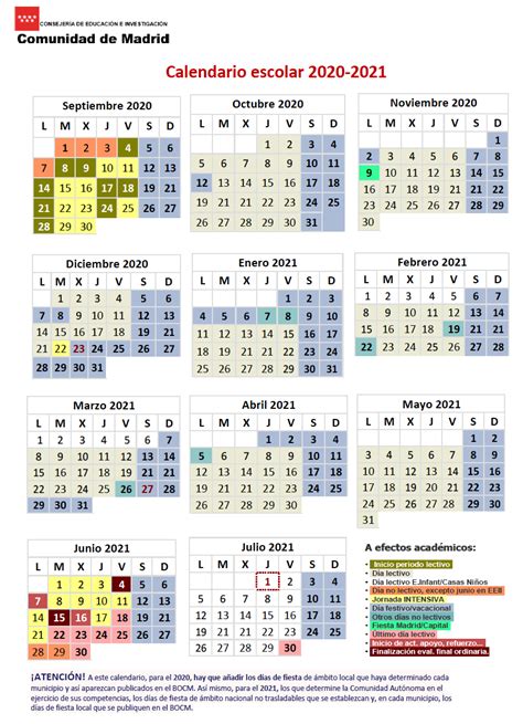 Ceip Vicente Aleixandre Valdemoro Calendario Escolar 2020 2021