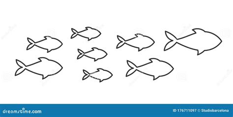 Shoal Of Fish And Sharks Cartoon Vector Cartoondealer