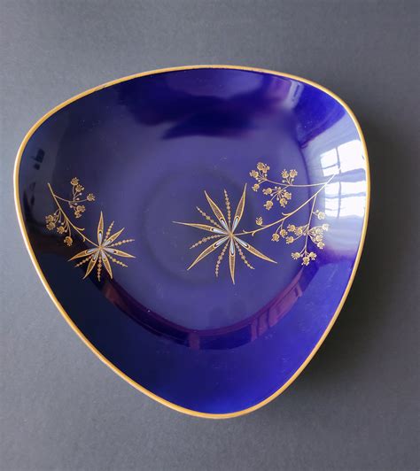 Weimar Porcelain Bowl Plate Gold Decor Cobalt Blue Plate Etsy