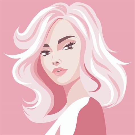 Portrait Of A Blonde Girl Avatar Girl Pink Color Palette Hairstyle