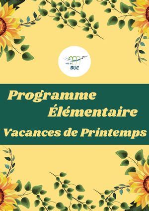 Calaméo Vacances de Printemps Élémentaires