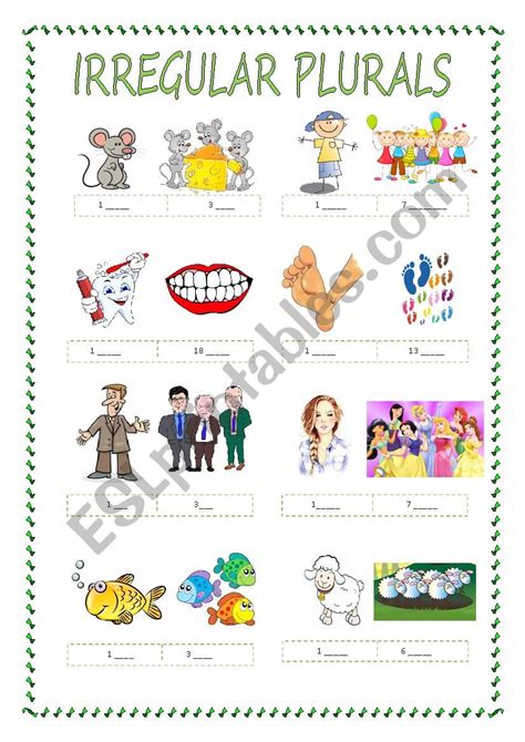 Irregular Plurals Part 2 Esl Worksheet By Erm1