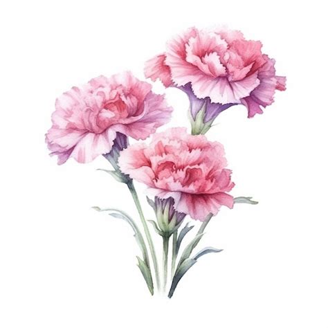 Premium AI Image | A bouquet of pink carnations with a green stem.