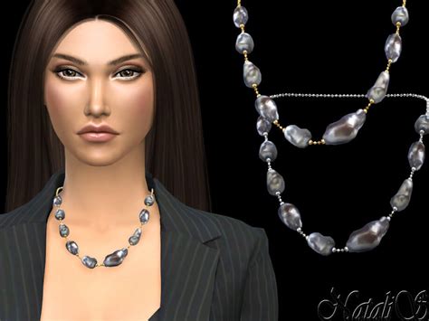 Sims 4 Large Baroque Pearl Medium Necklace By Natalis The Sims Book