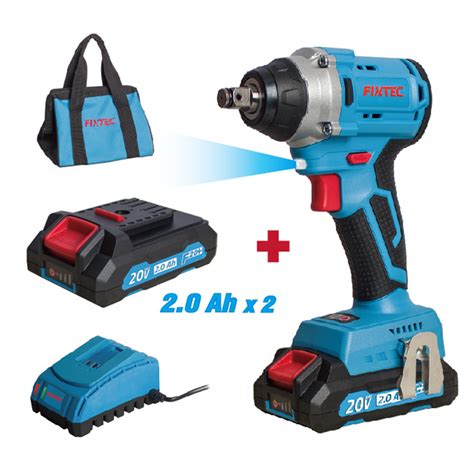 Fixtec 2X2 0ah Li Ion Battery 20V Cordless Brushless Impact Wrench Set