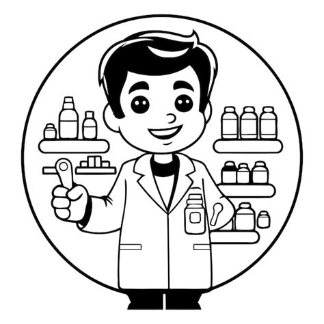 Dessin de personnages de dessins animés de pharmacien Illustration