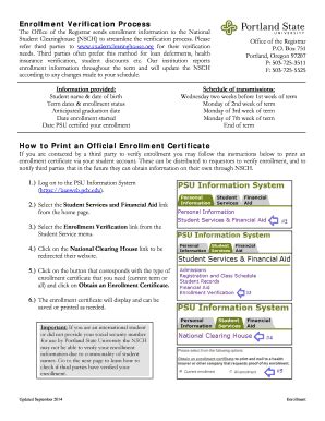 Fillable Online Enrollment Verification Process Fax Email Print Pdffiller