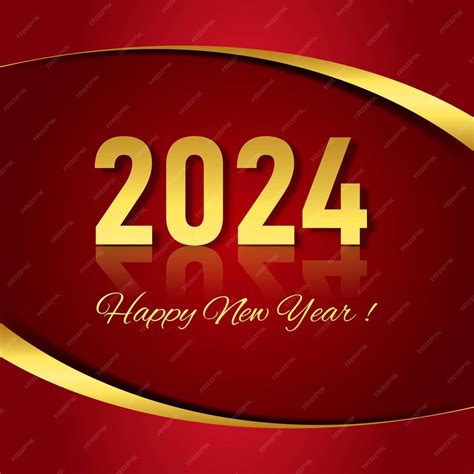 Free Vector Happy New Year Golden Text 2024 Celebration Card Background