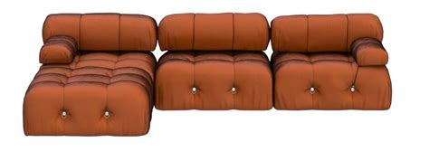 Modern Orange Velvet Upholstered Large Modular Sectional Sofa Atelier