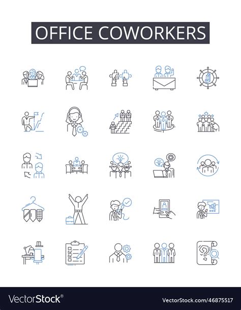 Office Coworkers Line Icons Collection Inspection Vector Image