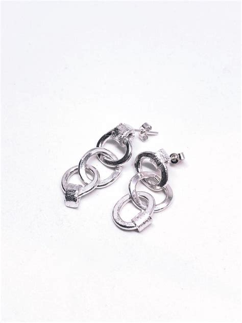 Chain Link Sterling Silver Earrings Etsy