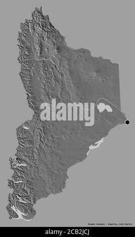 Neuquen Province Of Argentina Bilevel Elevation Map With Lakes And