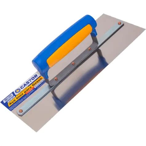 Desempenadeira Para Gesso Liso - Desempenadeira Aco Castor Inox Lisa Para Gesso 12 X 30cm - 2 | Frete grátis