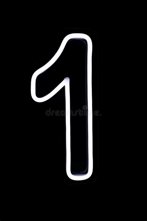 White Number One Neon Sign on Isolated Black Background Stock Photo ...