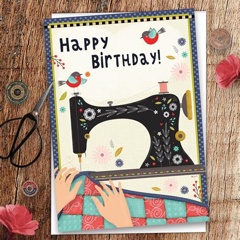 Quilt Birthday Card Quilt Greeting Card Sewing Birthday Etsy