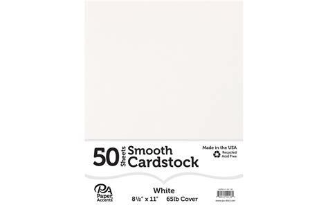 PA Paper Accents Smooth Cardstock 8.5" x 11" White, 65lb colored ...