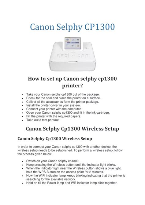 PPT - [Fix] Canon Selphy CP1300 Printer setup | Driver Download - Canon ...