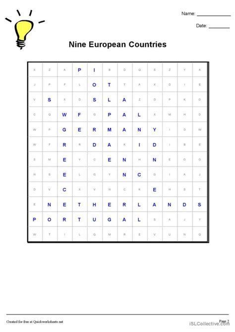 European Countries Wordsearch English Esl Worksheets Pdf Doc