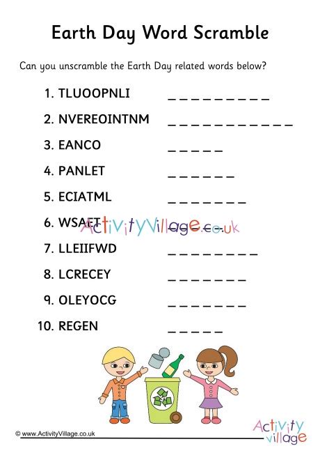 Earth Day Word Scramble