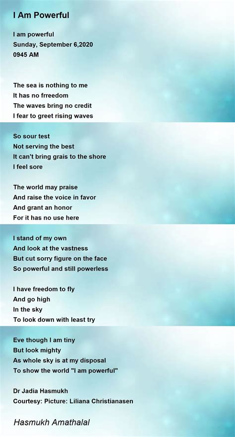 I Am Powerful By Mehta Hasmukh Amathalal I Am Powerful Poem