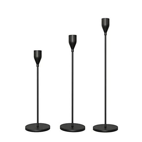 Matte Black Candle Holders For Taper Candles Set Of 3Metal Decorative